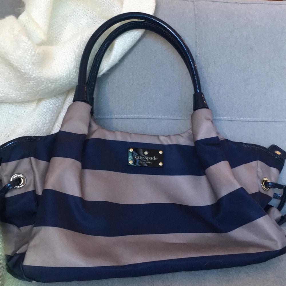 Like new Kate spade nylon casual striped bag navy